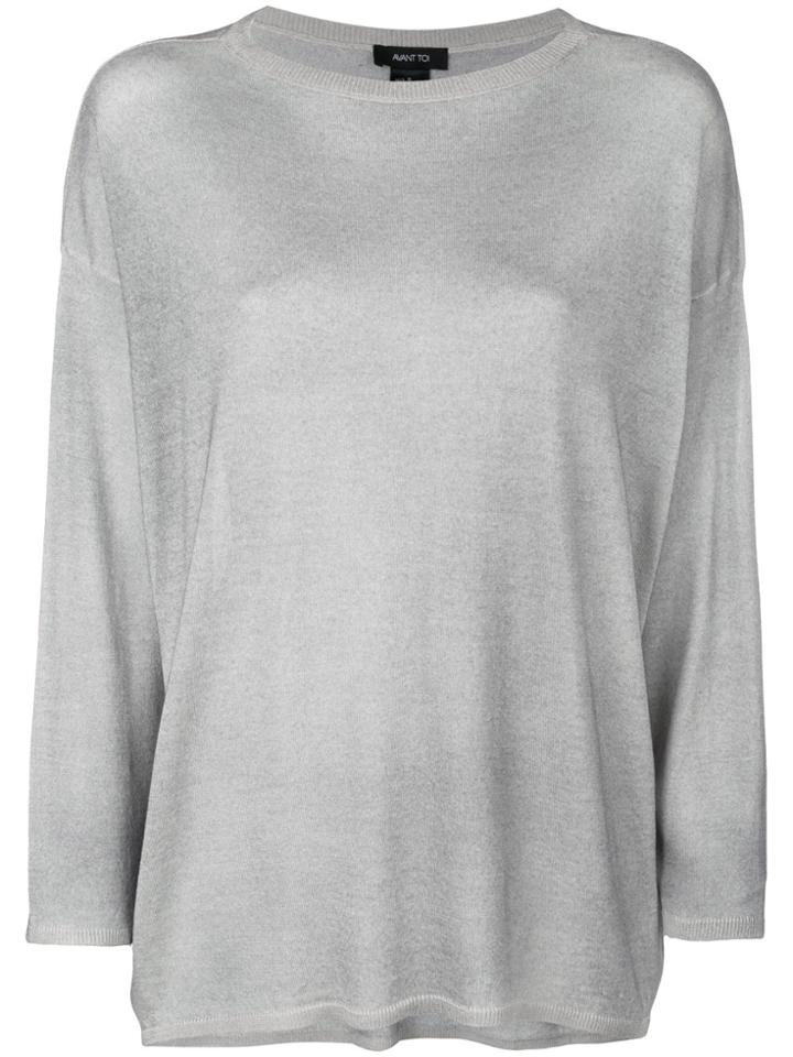 Avant Toi Flared Knitted Top - Grey