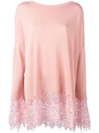 Ermanno Scervino - Embroidered Hem Jumper - Women - Polyester/viscose - 38, Pink/purple, Polyester/viscose