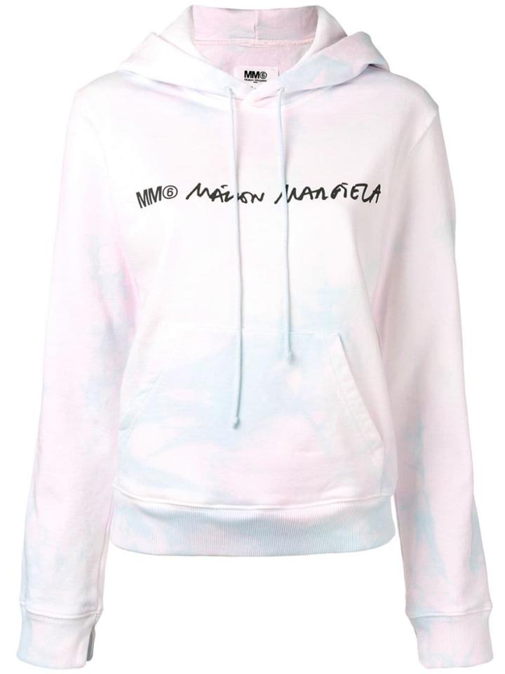 Mm6 Maison Margiela Logo Tie-dye Hoodie - Pink