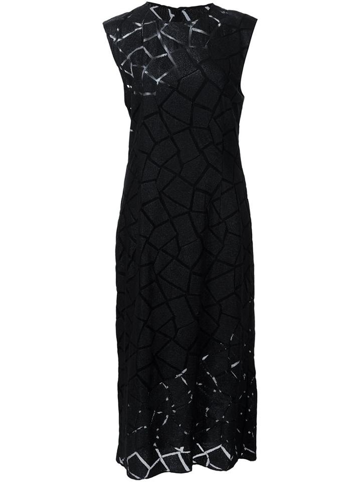 Christian Siriano Geometric Patterned Dress, Women's, Size: 8, Black, Polyester