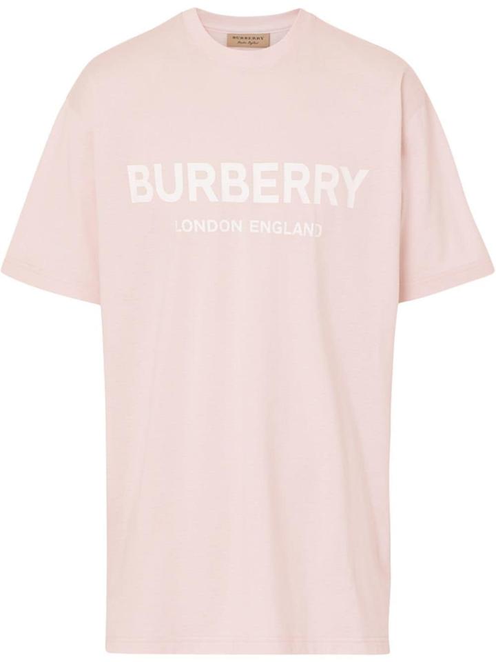 Burberry Logo Print Cotton T-shirt - Pink