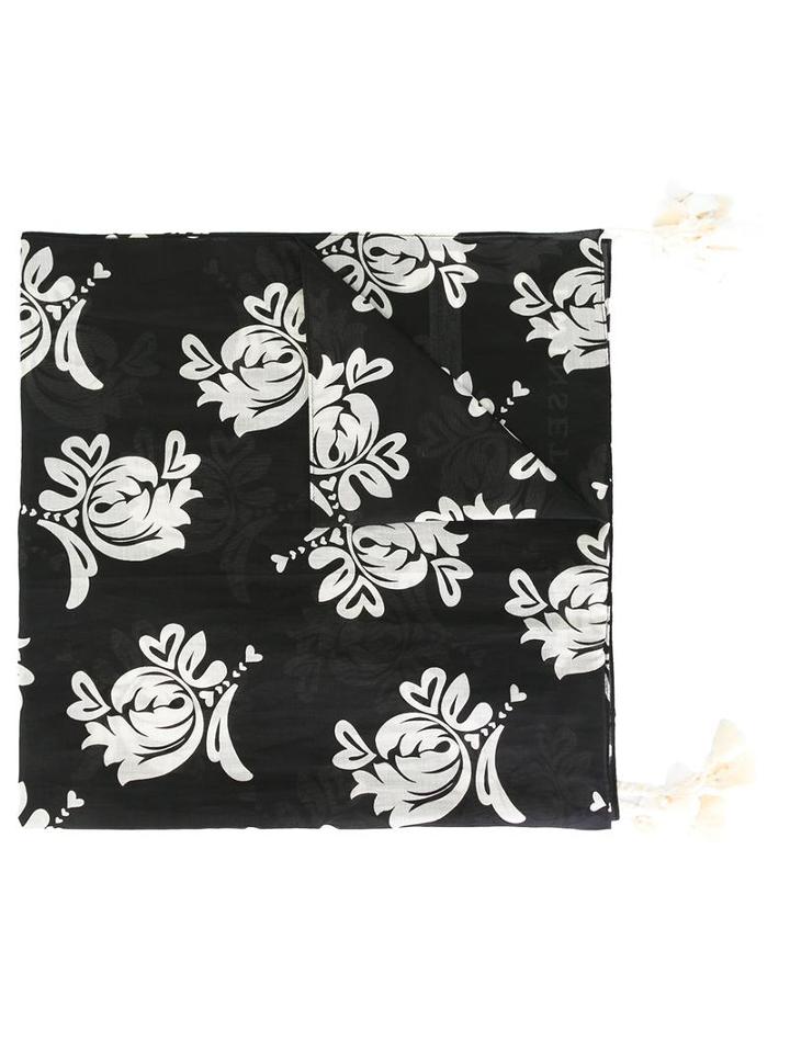 Twin-set Floral Print Scarf, Women's, Black, Cotton/silk