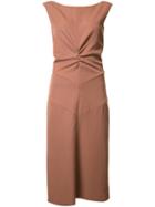 Nina Ricci Gathered Waist Dress, Women's, Size: 36, Brown, Cotton