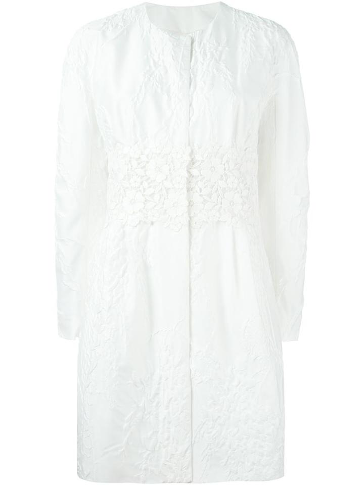 Moncler Gamme Rouge Floral Brocade Coat, Women's, Size: 0, White, Silk/polyamide/polyester