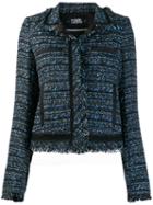 Karl Lagerfeld Cropped Tweed Jacket - Blue