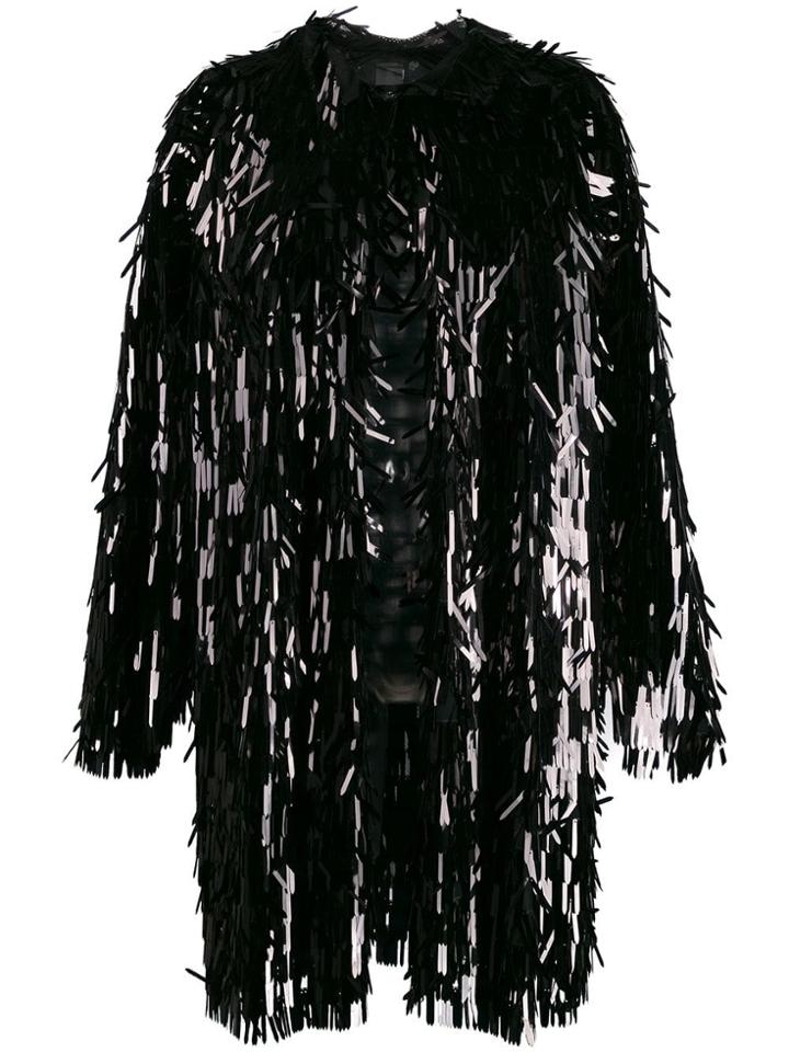 Norma Kamali All-over Sequin Trench Coat - Black