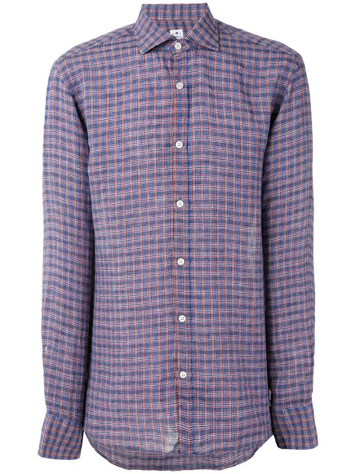 Danolis - Checked Shirt - Men - Linen/flax - 44, Blue, Linen/flax