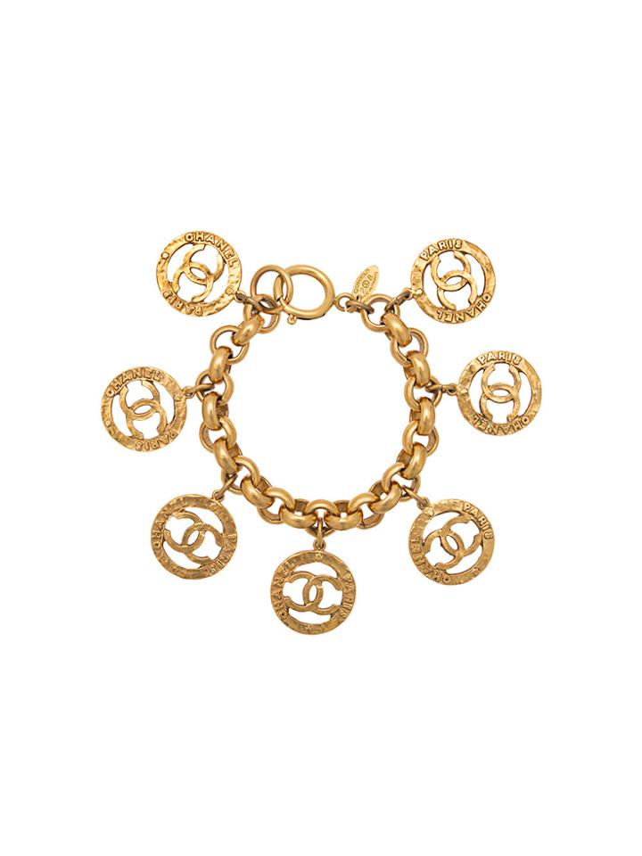 Chanel Vintage Cc Medallion Charm Bracelet - Metallic