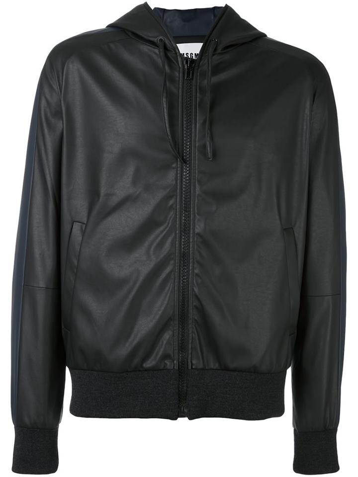 Msgm Elastic Cuffs Hooded Jacket, Men's, Size: 46, Black, Polyester/polyurethane/acetate