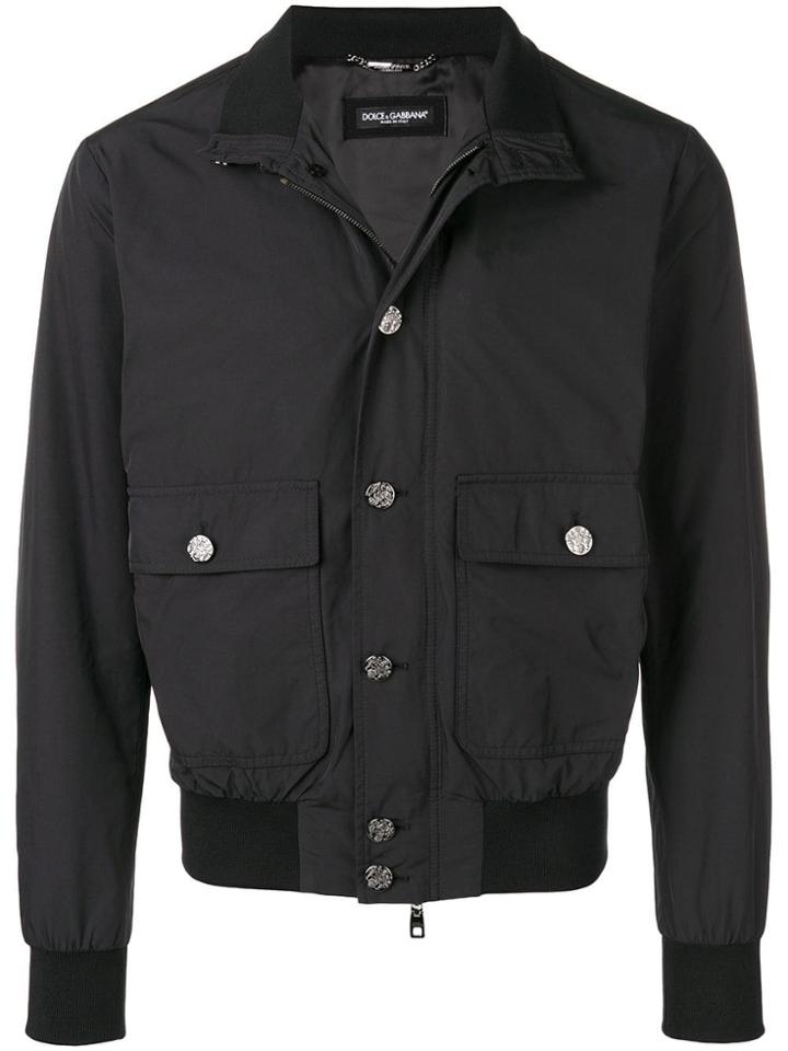 Dolce & Gabbana Buttoned Bomber Jacket - Black