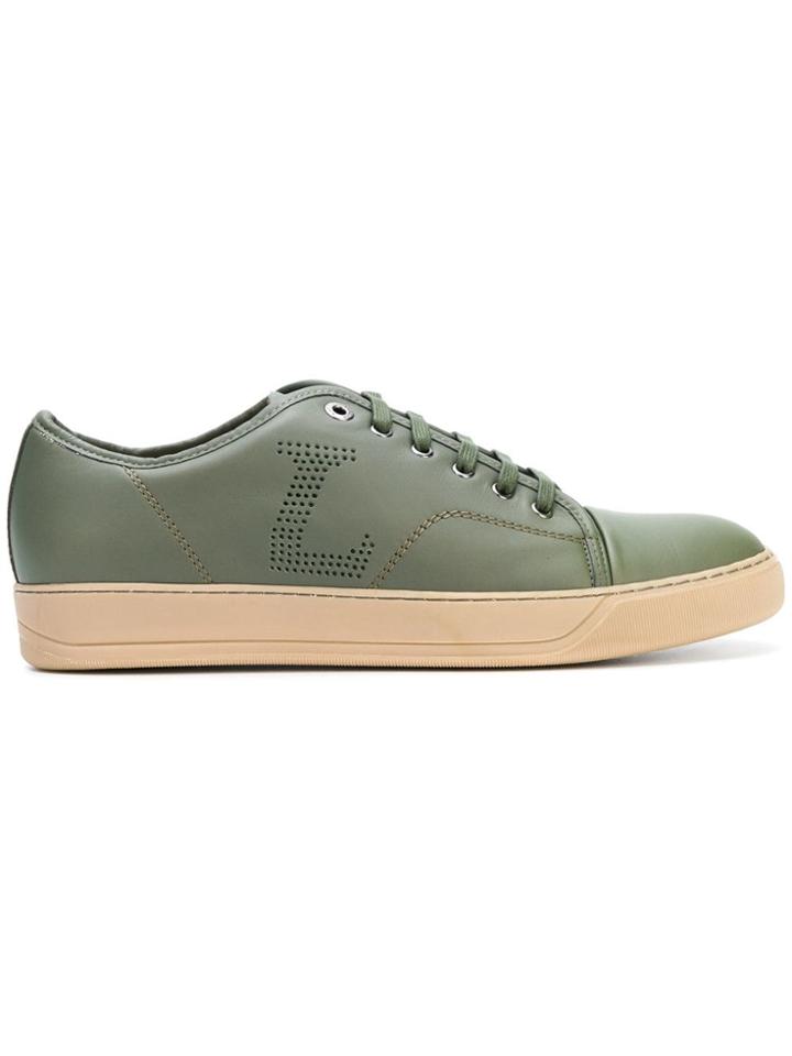 Lanvin Perforated Logo Sneakers - Green