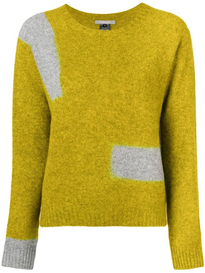 Suzusan Contrast Knit Jumper - Green