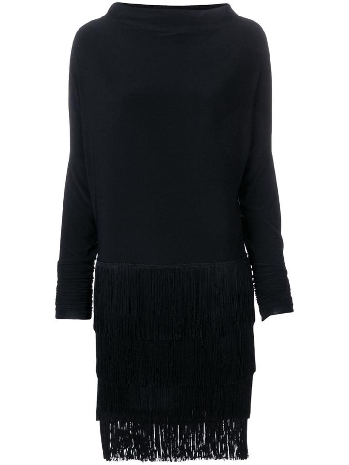 Norma Kamali Fringe Skirt Dress - Black