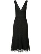 Victoria Beckham V-neck Lace Dress, Women's, Size: 12, Black, Cotton/polyamide/silk/wool