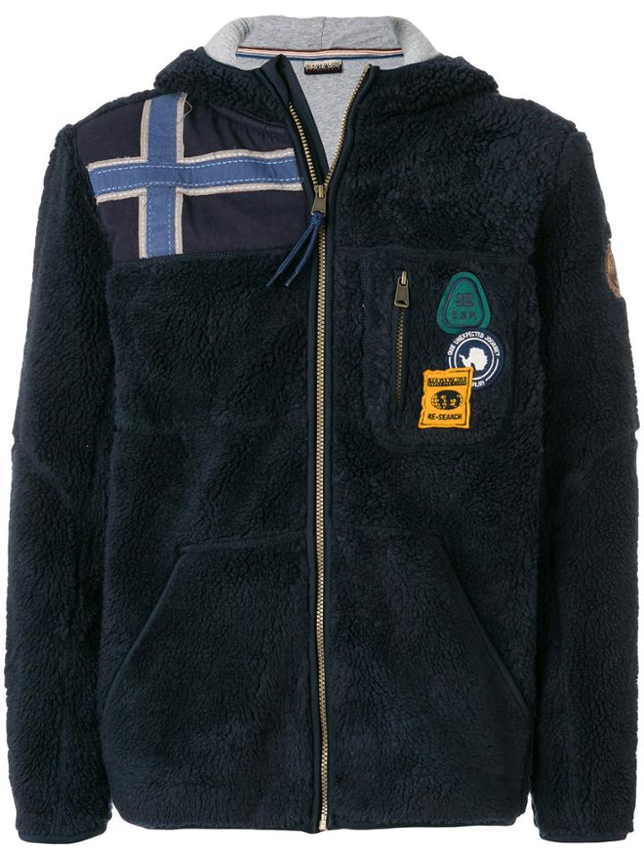 Napapijri Zipped Fleece Hoody - Blue
