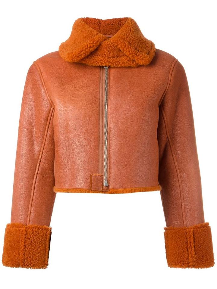 Yeezy Season 3 Cropped Shearling Flight Coat, Women's, Size: Xs, Yellow/orange, Lamb Skin/sheep Skin/shearling