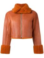 Yeezy Season 3 Cropped Shearling Flight Coat, Women's, Size: Xs, Yellow/orange, Lamb Skin/sheep Skin/shearling