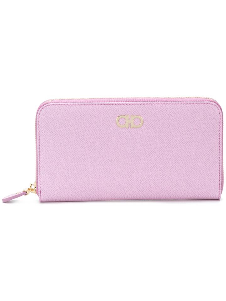 Salvatore Ferragamo Gancini Continental Purse - Pink & Purple
