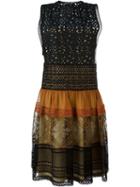 Alberta Ferretti Paneled Dress, Women's, Size: 42, Black, Silk/cotton/polyester/polyamide