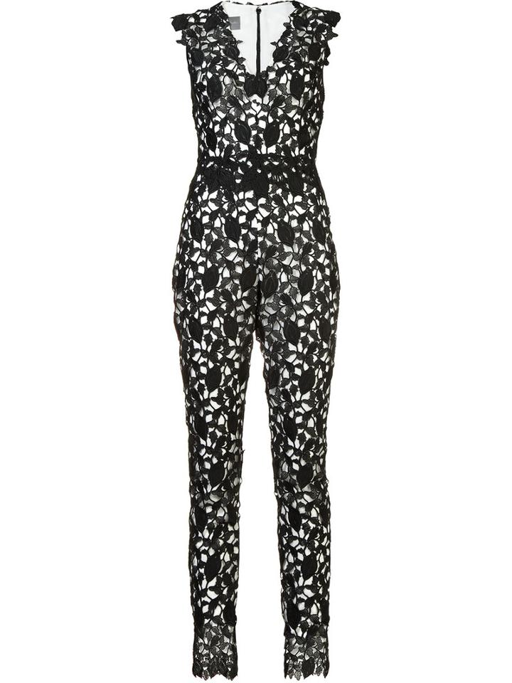 Monique Lhuillier Embroiderd Jumpsuit, Size: 6, Black, Silk/polyester