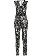 Monique Lhuillier Embroiderd Jumpsuit, Size: 6, Black, Silk/polyester