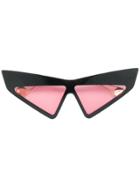 Gucci Eyewear Visor Crystal Studded Sunglasses - Black