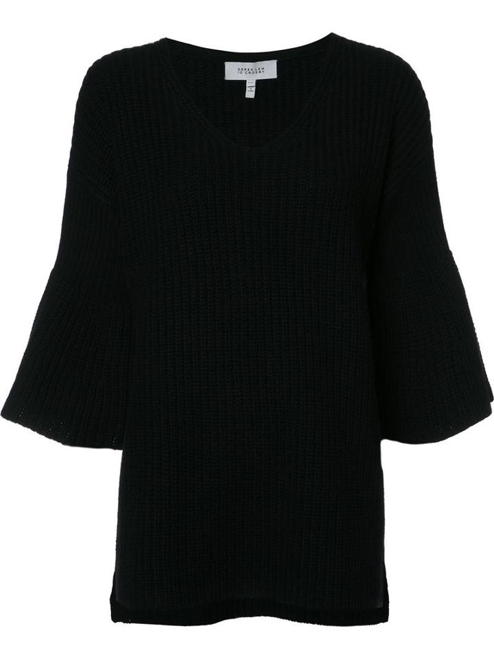 Derek Lam 10 Crosby Flared Sleeves Ribbed Jumper, Women's, Size: Medium, Black, Wool