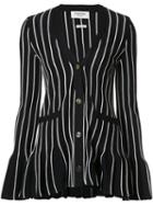 Thom Browne Flared Striped Cardigan, Women's, Size: 38, Blue, Cotton
