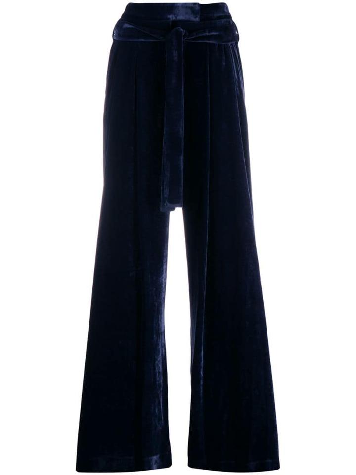 Dusan Wide Leg Velvet Trousers - Blue