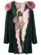 Mr & Mrs Italy - Fur Lined Hooded Parka - Women - Cotton/fox Fur/lamb Skin/racoon Fur - Xxs, Green, Cotton/fox Fur/lamb Skin/racoon Fur