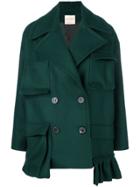 Erika Cavallini Pocketed Double Breasted Short Coat - Green