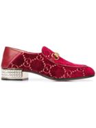 Gucci Logo Pattern Loafers - Red