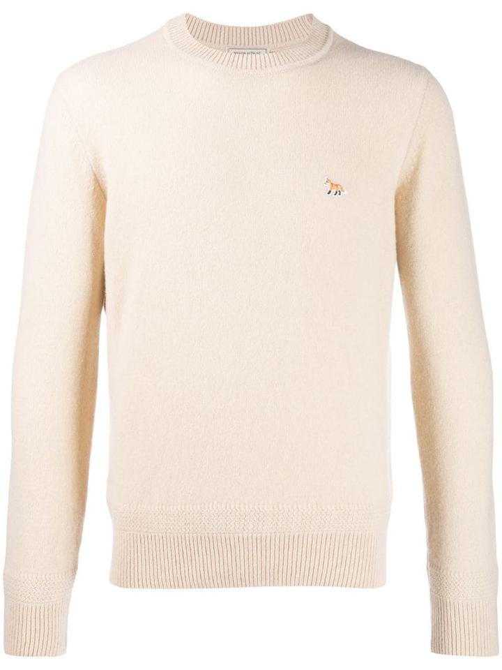 Maison Kitsuné Fox Patch Long Sleeved Jumper - Neutrals