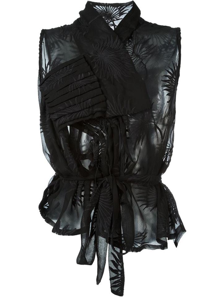 Ann Demeulemeester Frilled Blouse, Women's, Size: 36, Black, Silk/cotton