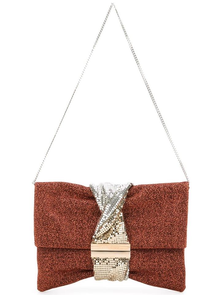 Jimmy Choo Chandra Clutch, Yellow/orange, Lurex/brass
