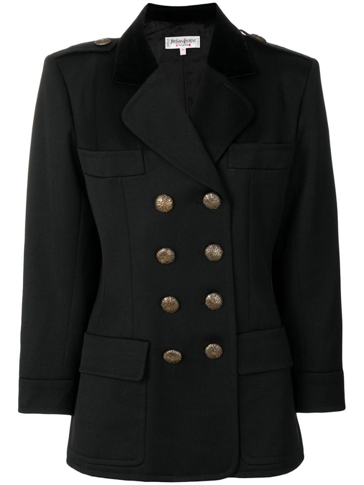 Yves Saint Laurent Vintage Double-breasted Military Jacket - Black