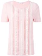 P.a.r.o.s.h. Frilled Panel T-shirt, Women's, Size: Large, Pink/purple, Acetate/silk/cotton/polyamide