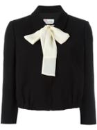 Red Valentino - Pussy Bow Cropped Jacket - Women - Polyester/acetate - 42, Black, Polyester/acetate