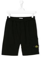 Stone Island Junior Logo Patch Casual Shorts - Black