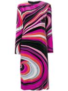 Emilio Pucci - Abstract Print Midi Dress - Women - Silk/viscose - 42, Pink/purple, Silk/viscose