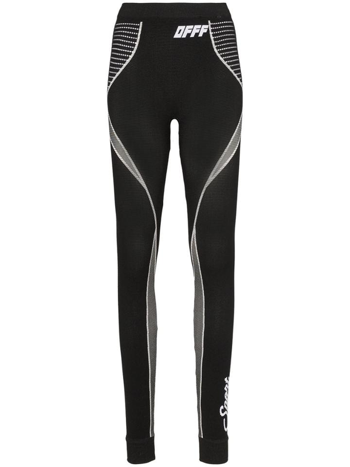 Off-white High-waisted Knitted Leggings - Black