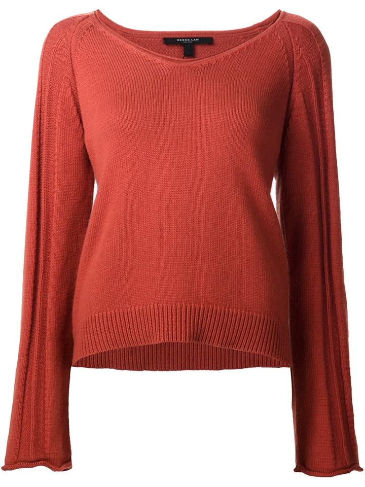 Derek Lam Flared Sleeve Jumper, Women's, Size: Large, Yellow/orange, Cotton/cashmere