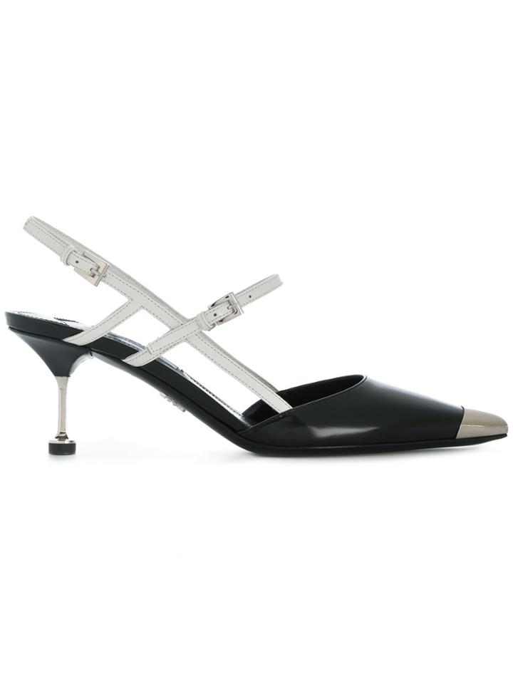 Prada Two-tone Sling Back Pumps - Black