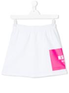 Msgm Kids Logo Print Skirt - White