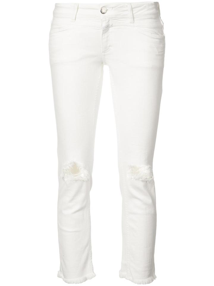 Closed - Ripped Cropped Jeans - Women - Cotton/spandex/elastane - 28, White, Cotton/spandex/elastane