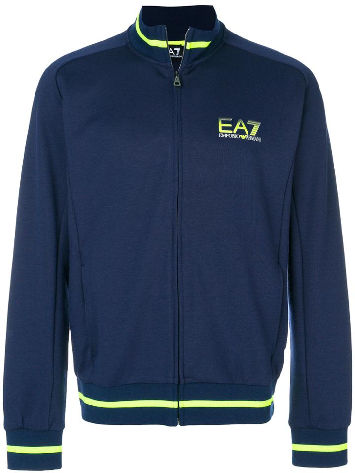 Ea7 Emporio Armani Zipped Logo Sweatshirt - Blue