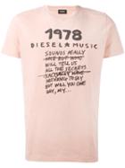 Diesel Printed Slogan T-shirt, Men's, Size: Small, Pink/purple, Cotton