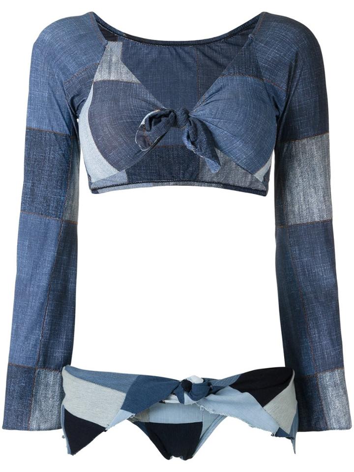 Amir Slama Denim Effect Bikini Set - Blue