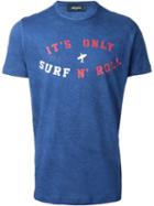 Dsquared2 Surf N'roll Print T-shirt, Men's, Size: Xl, Blue, Cotton/linen/flax