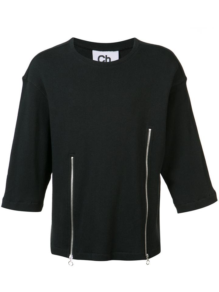 Chapter 'liam' Zip Front T-shirt, Men's, Size: Small, Black, Cotton